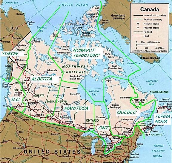 map of us states and canadian provinces. [Map of Canada as 7 U.S.