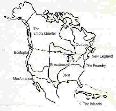 [Outline map of North America's 'nine nations']